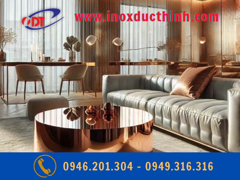 INOX GƯƠNG MÀU TRONG THIẾT KẾ NỘI THẤT PHONG CÁCH LUXURY