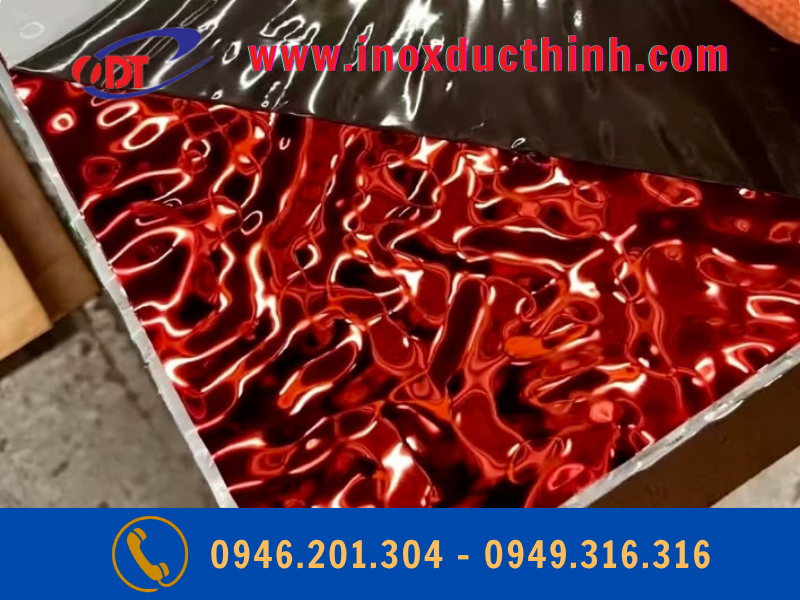 TẤM INOX SÓNG NƯỚC 3D MÀU ĐỎ