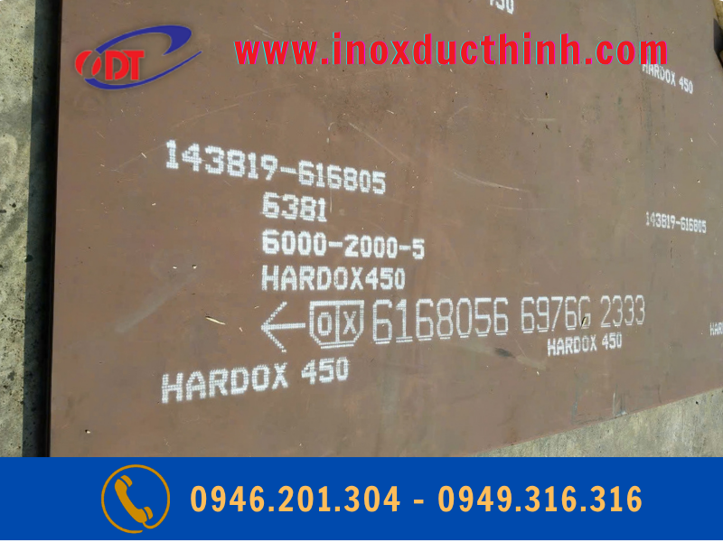 THÉP TẤM HARDOX 450 DÀY 6MM