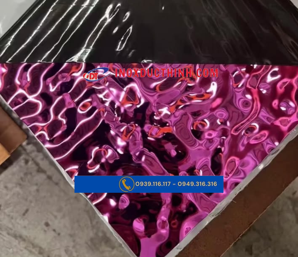 TẤM INOX 3D SÓNG NƯỚC NHỎ WATER RIPPLE MÀU TÍM