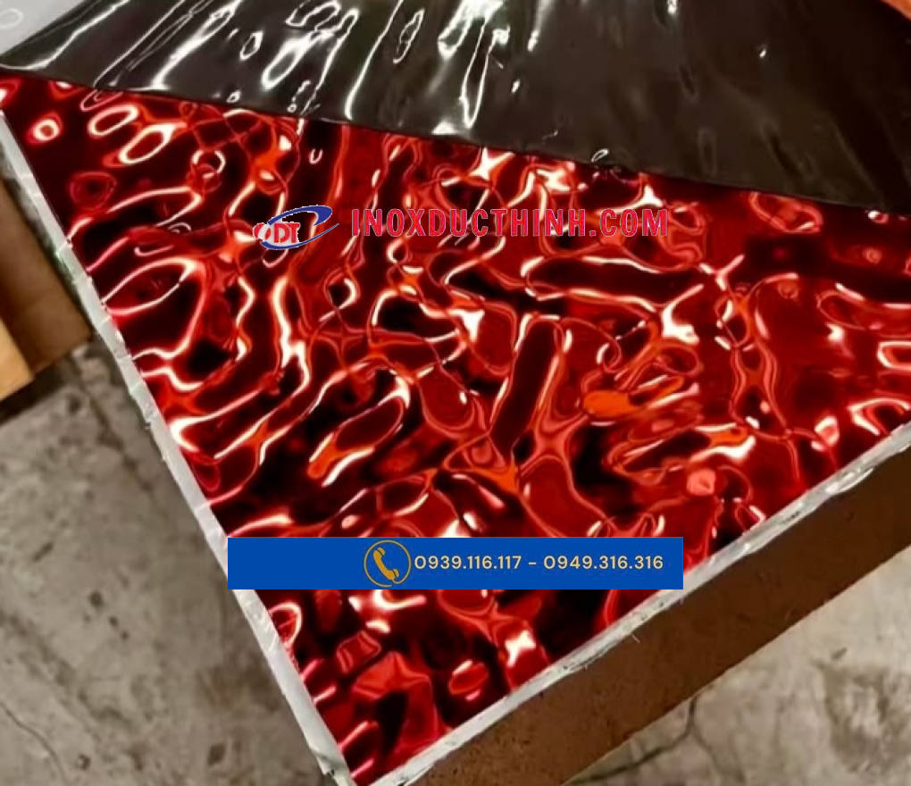 TẤM INOX SÓNG NƯỚC 3D MÀU ĐỎ