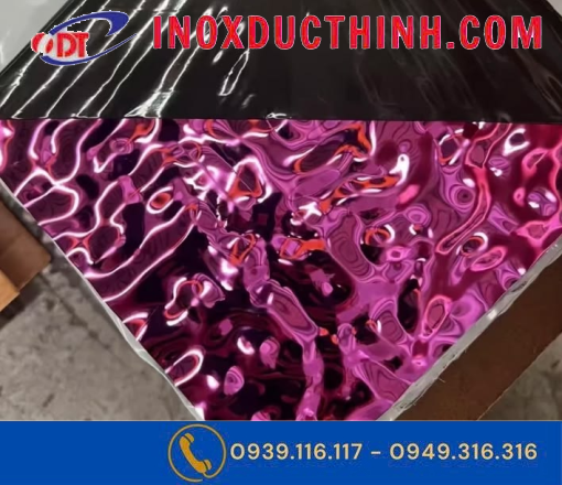 TẤM INOX 3D SÓNG NƯỚC NHỎ WATER RIPPLE MÀU TÍM