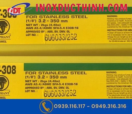 QUE HÀN TIG INOX KISWEL KST-308 3.2MM – HÀN INOX TRONG CƠ KHÍ