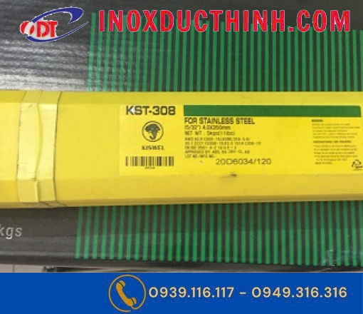 QUE HÀN INOX KISWEL KST-308 4.0MM – DÙNG CHO CHI TIẾT INOX DÀY